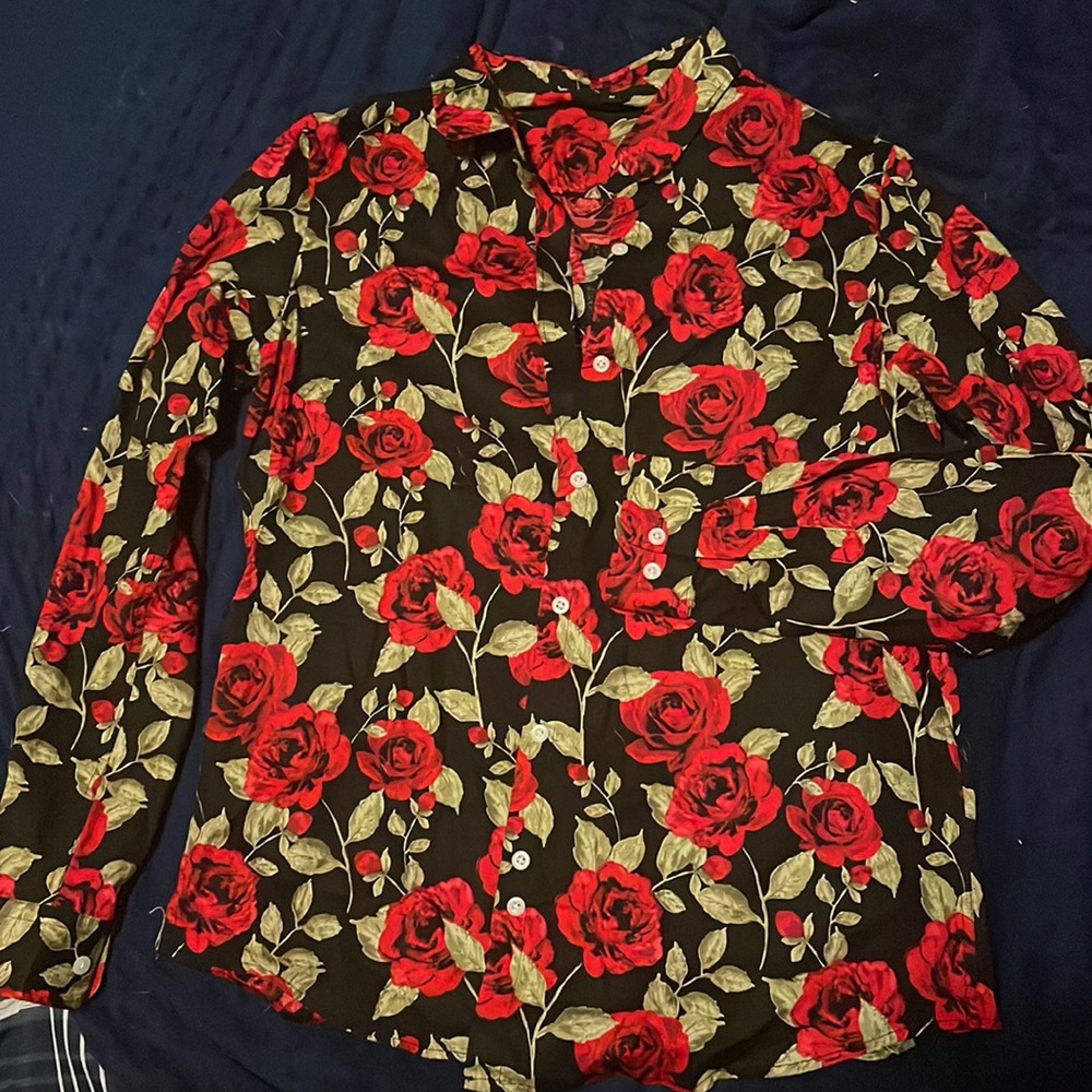 Rose button up shirt